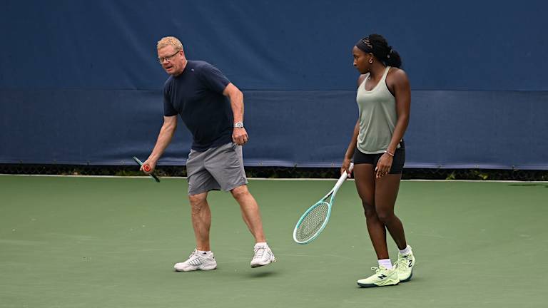 SPOTTED: Coco Gauff training with biomechanic coach Gavin MacMillan at US Open