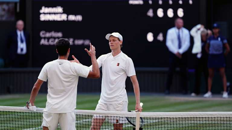Sinner became the first player to defeat Alcaraz in a Grand Slam final when he clinched his first major trophy away from hard courts.