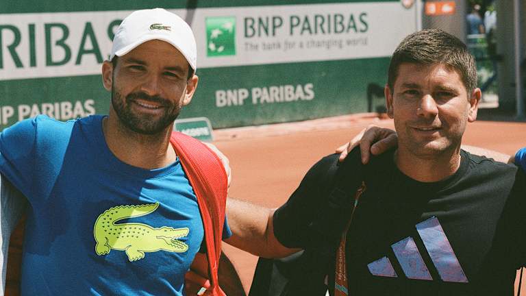 On film: Dimitrov and Vallverdu at 2023 Roland Garros.