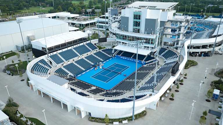 An aerial view of the Cincinnati Open's upgraded Grandstand Court.