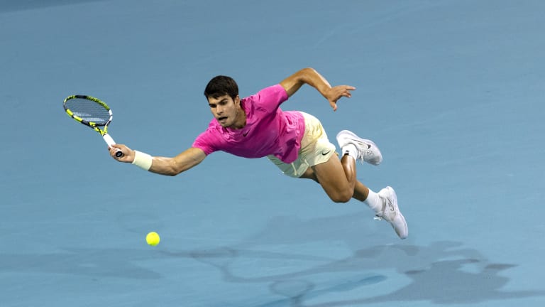 Alcaraz, as he often does, tried anything he could to win a point—including a dive.
